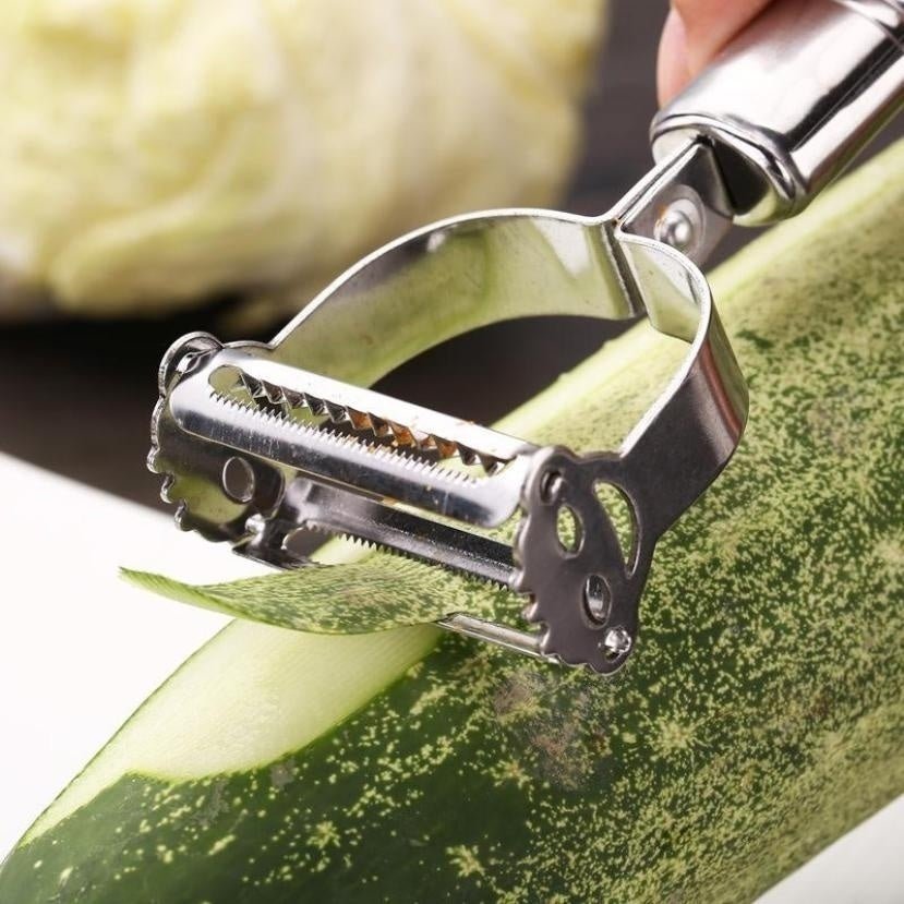 2 - in - 1 Stainless Steel Julienne Peeler – Vegetable & Fruit Slicer for Potatoes, Carrots & Cucumbers - Zippi Megastore