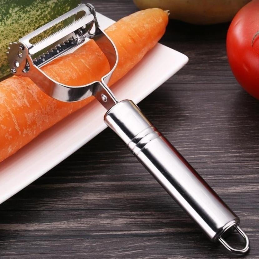 2 - in - 1 Stainless Steel Julienne Peeler – Vegetable & Fruit Slicer for Potatoes, Carrots & Cucumbers - Zippi Megastore