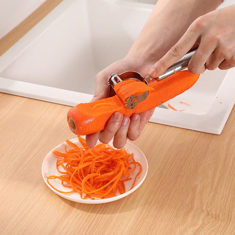 2 - in - 1 Stainless Steel Julienne Peeler – Vegetable & Fruit Slicer for Potatoes, Carrots & Cucumbers - Zippi Megastore