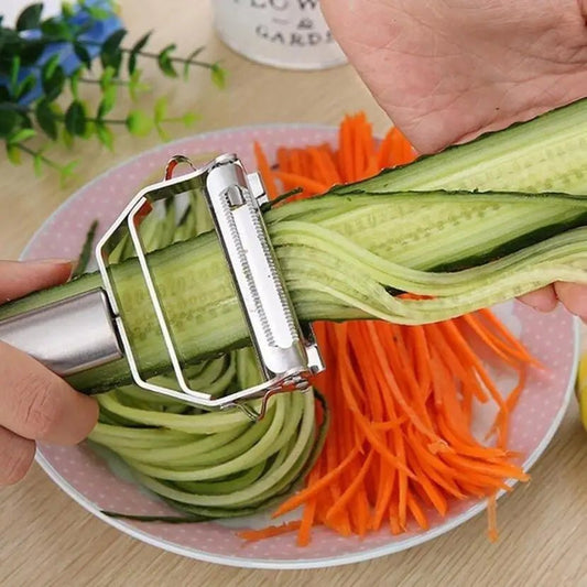2 - in - 1 Stainless Steel Julienne Peeler – Vegetable & Fruit Slicer for Potatoes, Carrots & Cucumbers - Zippi Megastore