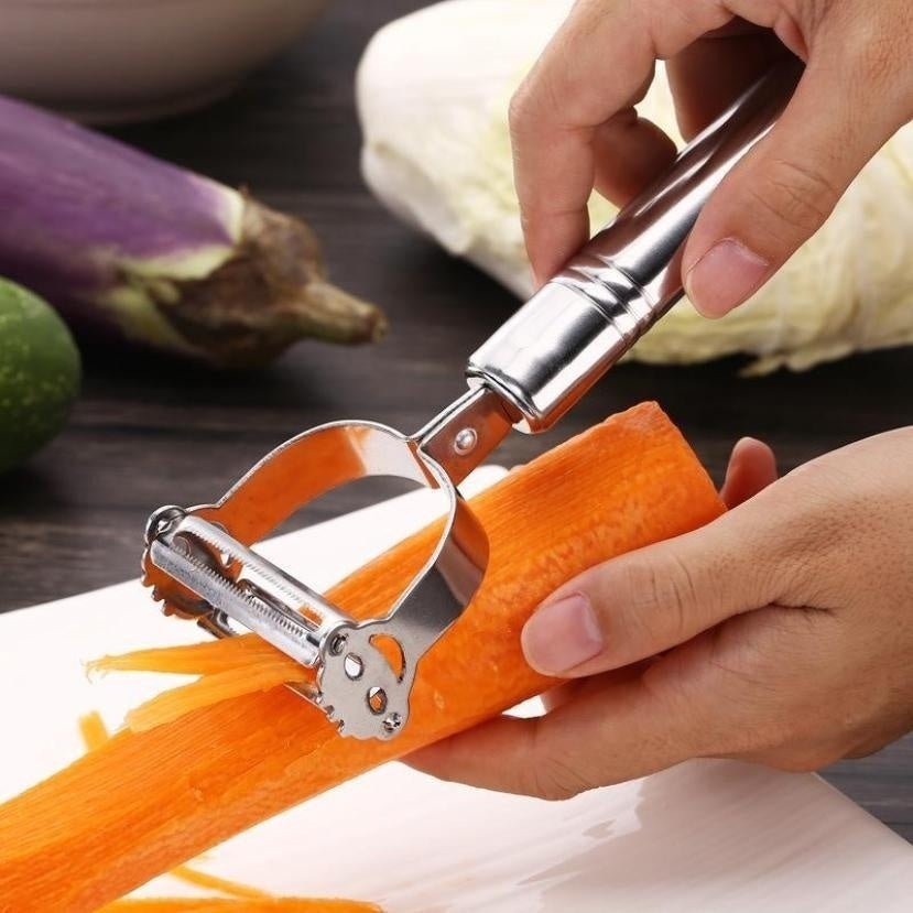 2 - in - 1 Stainless Steel Julienne Peeler – Vegetable & Fruit Slicer for Potatoes, Carrots & Cucumbers - Zippi Megastore