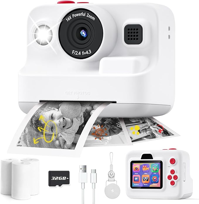 Instant Print Fun Camera for Kids, with 2.4 Inch Screen
