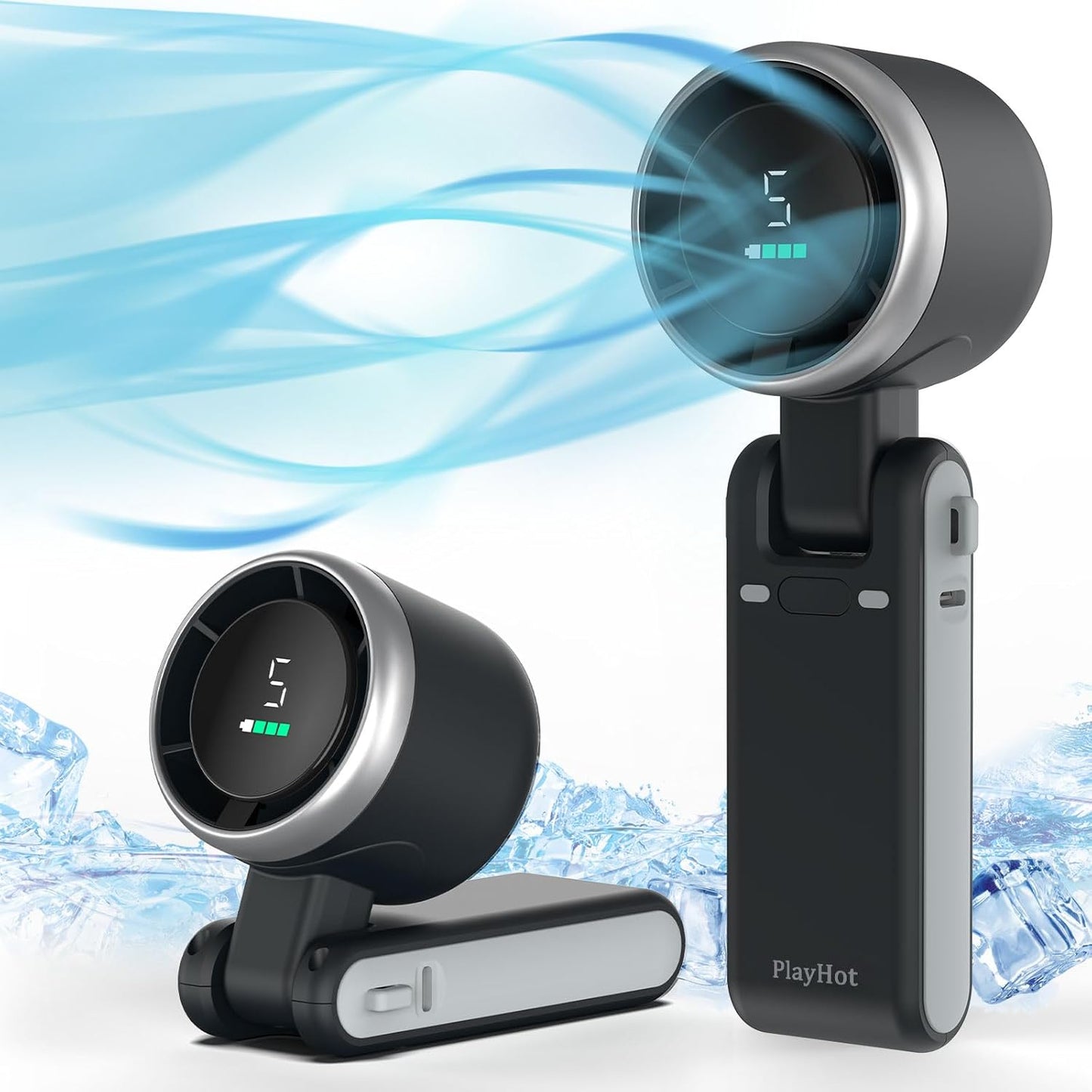 Portable Handheld Turbo Fan, 5 speeds, adjustable, rechargable with up to 20 hours use