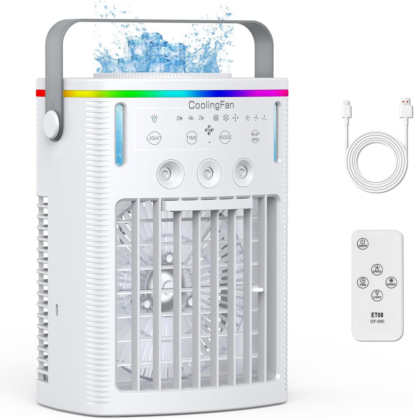 Portable Air Conditioner, 4 - in - 1 Mini Air Cooling Fan With 1000ml Water Tank - Zippi Megastore