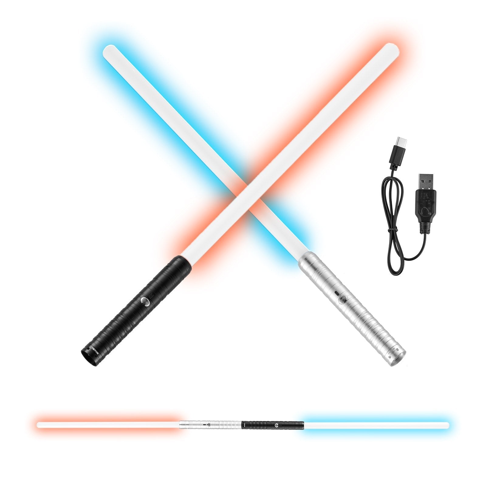 RGB FX Dueling Lightsaber 2 pack – 12 Colors, 4 Sound Effects, Rechargeable Metal Hilt Light Saber - Zippi Megastore