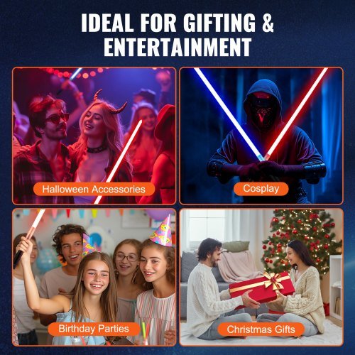 RGB FX Dueling Lightsaber 2 pack – 12 Colors, 4 Sound Effects, Rechargeable Metal Hilt Light Saber - Zippi Megastore