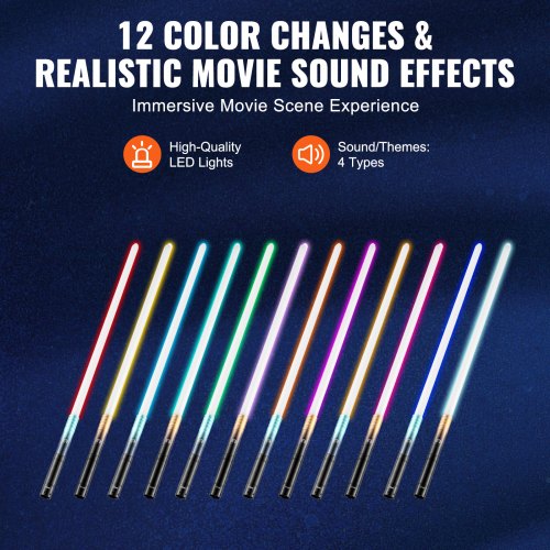 RGB FX Dueling Lightsaber 2 pack  – 12 Colors, 4 Sound Effects, Rechargeable Metal Hilt Light Saber