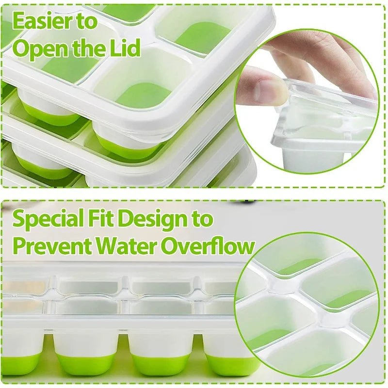Silicone Ice Cube Tray with Easy Release Bottom – Reusable BPA - Free Square Ice Cube Maker for Cocktails, Whiskey, Wine & Cold Drinks - Zippi Megastore