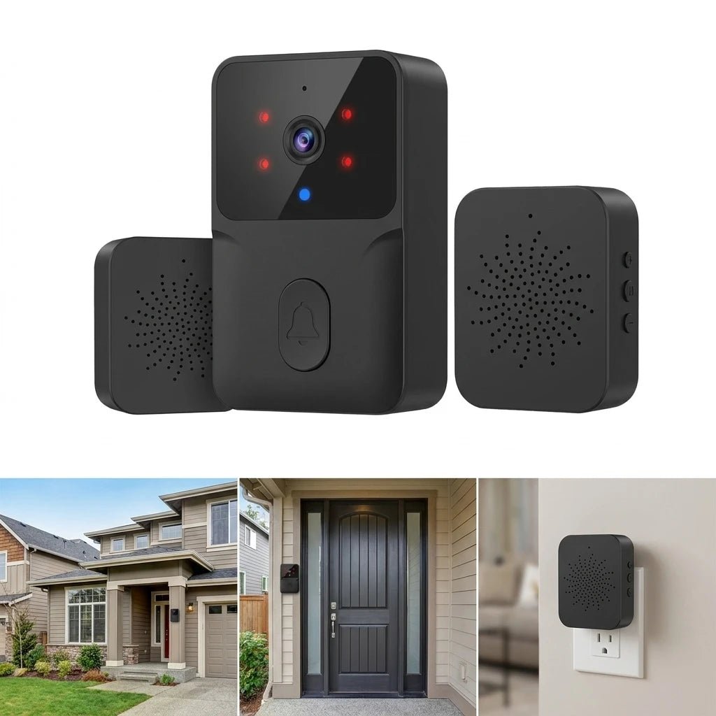 Smart WiFi Video Doorbell Camera with Night Vision & Two - Way Audio – Wireless Rechargeable Home Security Doorbell - Zippi Megastore