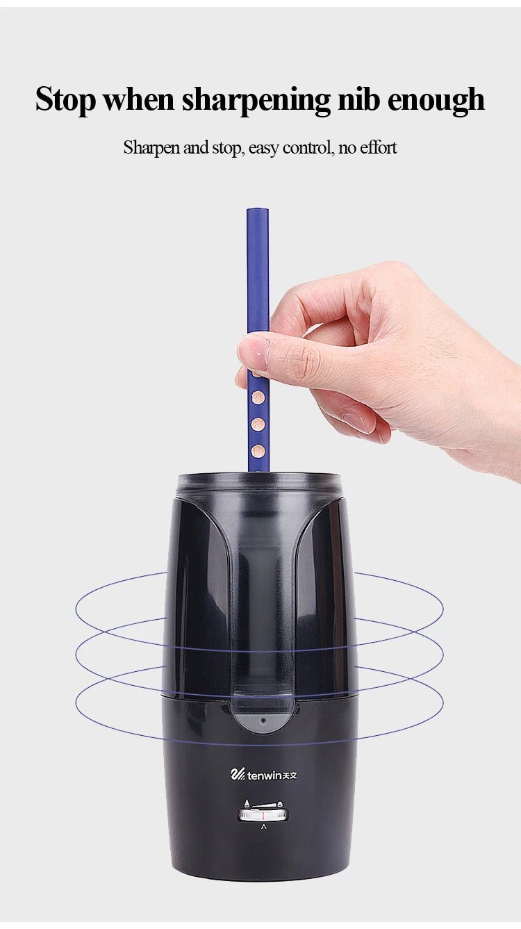 TENWIN Electric Pencil Sharpener – Automatic USB Rechargeable Sharpener for Colored Pencils & School Supplies - Zippi Megastore