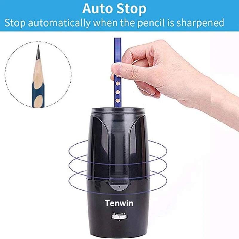 TENWIN Electric Pencil Sharpener – Automatic USB Rechargeable Sharpener for Colored Pencils & School Supplies - Zippi Megastore