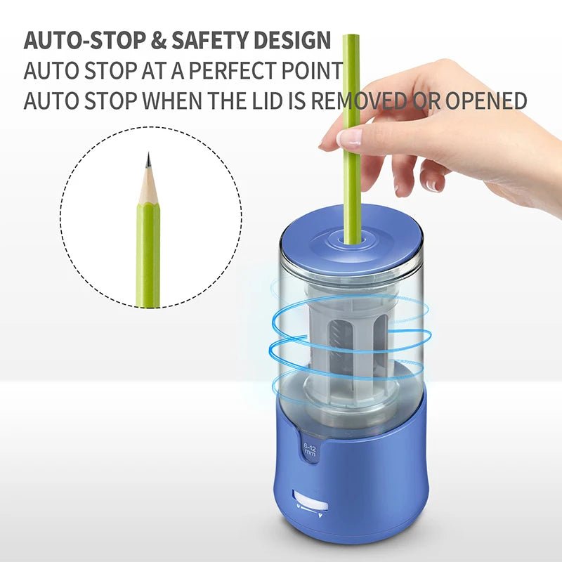TENWIN Electric Pencil Sharpener – Automatic USB Rechargeable Sharpener for Colored Pencils & School Supplies - Zippi Megastore