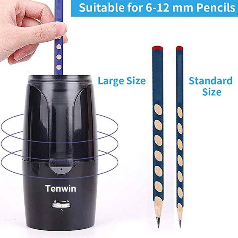 TENWIN Electric Pencil Sharpener – Automatic USB Rechargeable Sharpener for Colored Pencils & School Supplies - Zippi Megastore