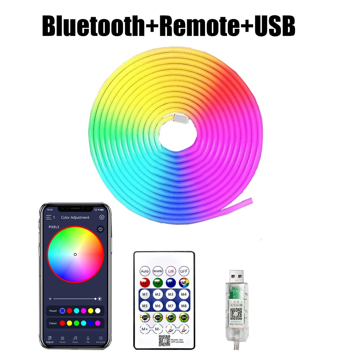 WELPUR RGBIC Neon LED Strip Light – Waterproof Bluetooth USB Smart Light for Room, TV & Home Decor - Zippi Megastore
