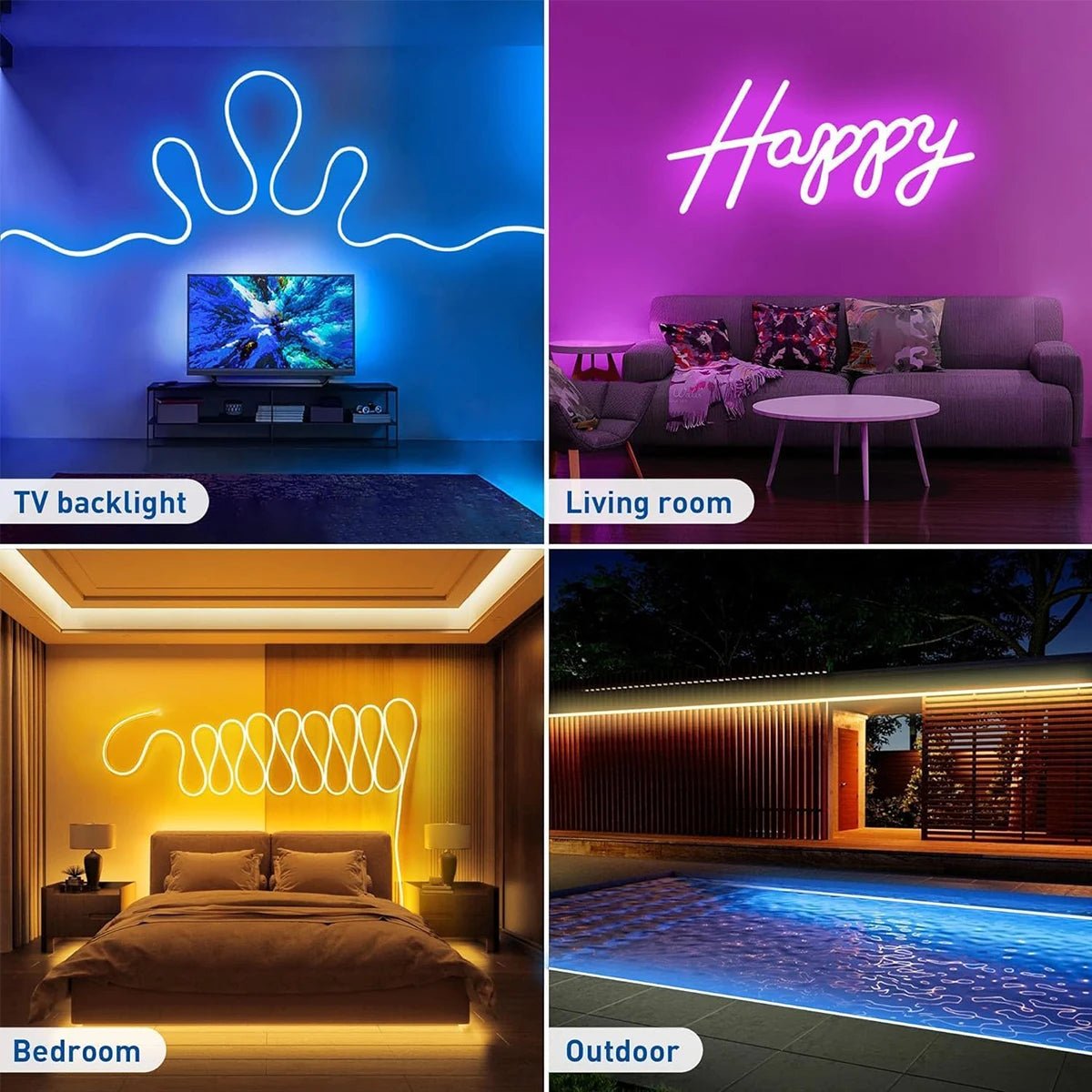 WELPUR RGBIC Neon LED Strip Light – Waterproof Bluetooth USB Smart Light for Room, TV & Home Decor - Zippi Megastore