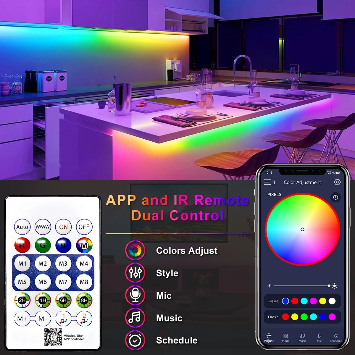WELPUR RGBIC Neon LED Strip Light – Waterproof Bluetooth USB Smart Light for Room, TV & Home Decor - Zippi Megastore