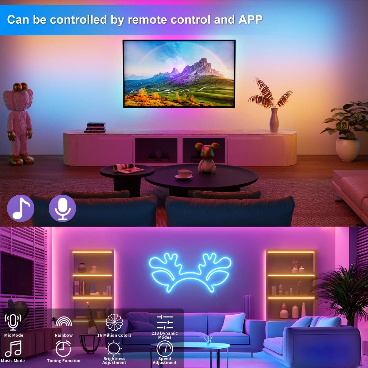 WELPUR RGBIC Neon LED Strip Light – Waterproof Bluetooth USB Smart Light for Room, TV & Home Decor - Zippi Megastore