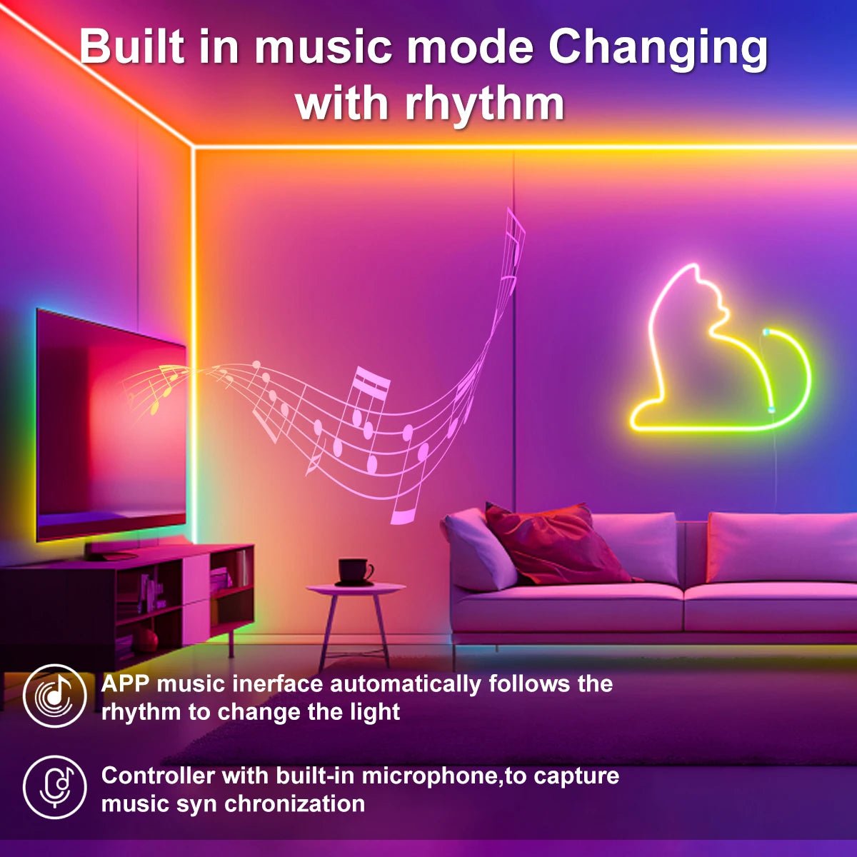 WELPUR RGBIC Neon LED Strip Light – Waterproof Bluetooth USB Smart Light for Room, TV & Home Decor - Zippi Megastore