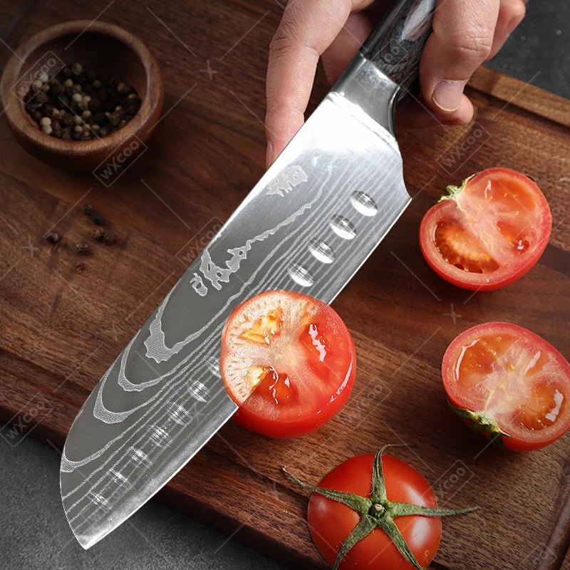 WXCOO Japanese Chef Knife Set – Professional Stainless Steel Kitchen Knives for Meat, Slicing & Precision Cutting - Zippi Megastore