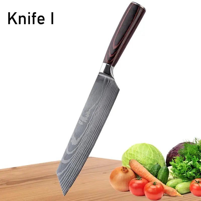 WXCOO Japanese Chef Knife Set – Professional Stainless Steel Kitchen Knives for Meat, Slicing & Precision Cutting - Zippi Megastore