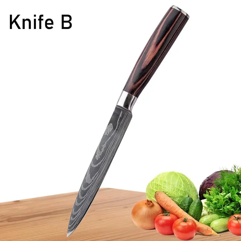 WXCOO Japanese Chef Knife Set – Professional Stainless Steel Kitchen Knives for Meat, Slicing & Precision Cutting - Zippi Megastore