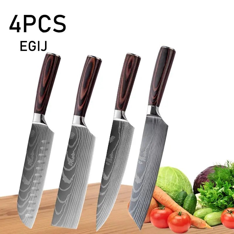 WXCOO Japanese Chef Knife Set – Professional Stainless Steel Kitchen Knives for Meat, Slicing & Precision Cutting - Zippi Megastore
