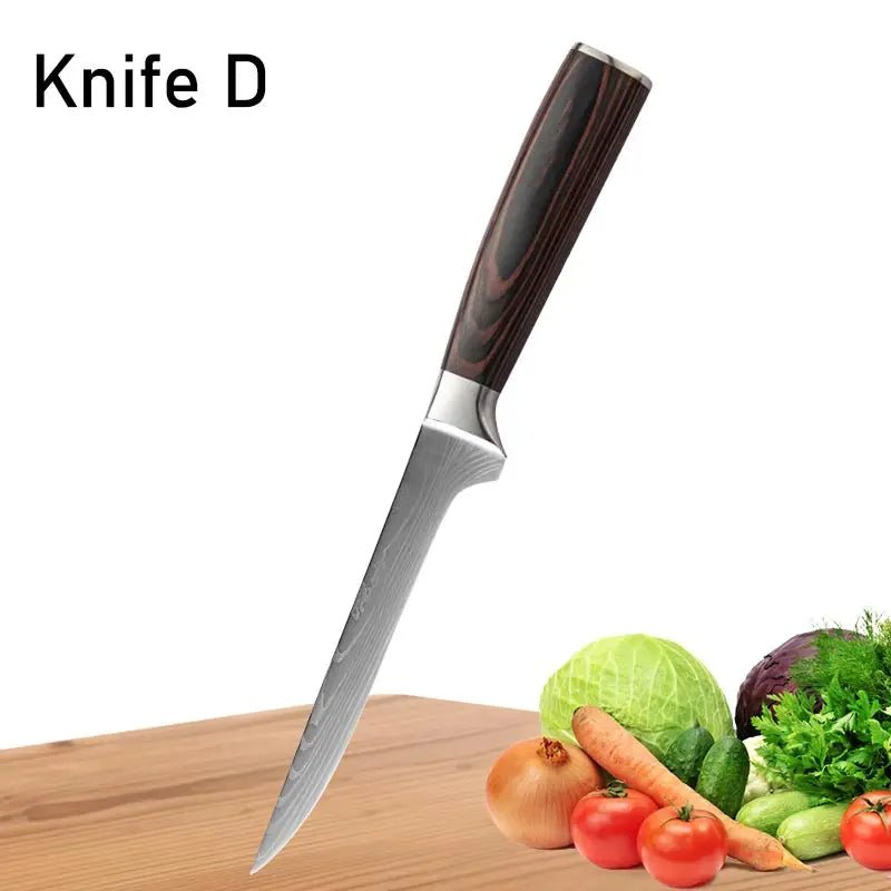 WXCOO Japanese Chef Knife Set – Professional Stainless Steel Kitchen Knives for Meat, Slicing & Precision Cutting - Zippi Megastore
