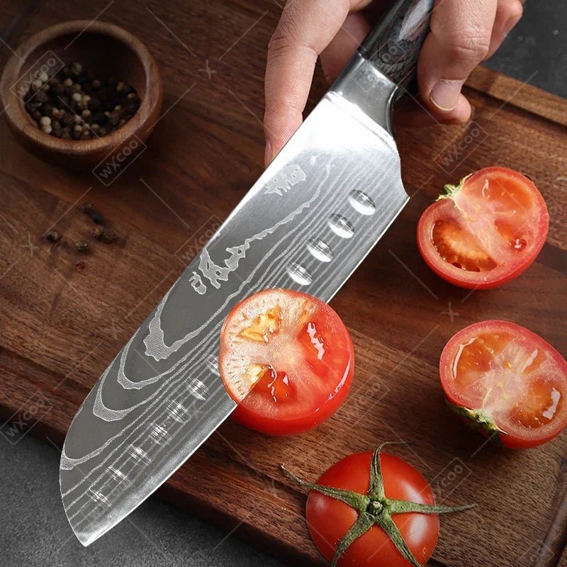 WXCOO Japanese Chef Knife Set – Professional Stainless Steel Kitchen Knives for Meat, Slicing & Precision Cutting - Zippi Megastore