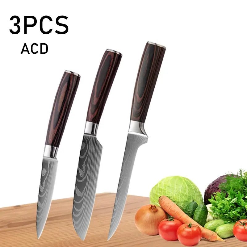 WXCOO Japanese Chef Knife Set – Professional Stainless Steel Kitchen Knives for Meat, Slicing & Precision Cutting - Zippi Megastore