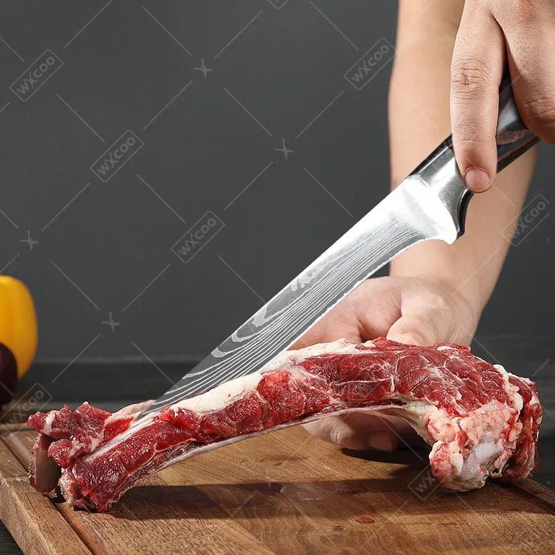 WXCOO Japanese Chef Knife Set – Professional Stainless Steel Kitchen Knives for Meat, Slicing & Precision Cutting - Zippi Megastore