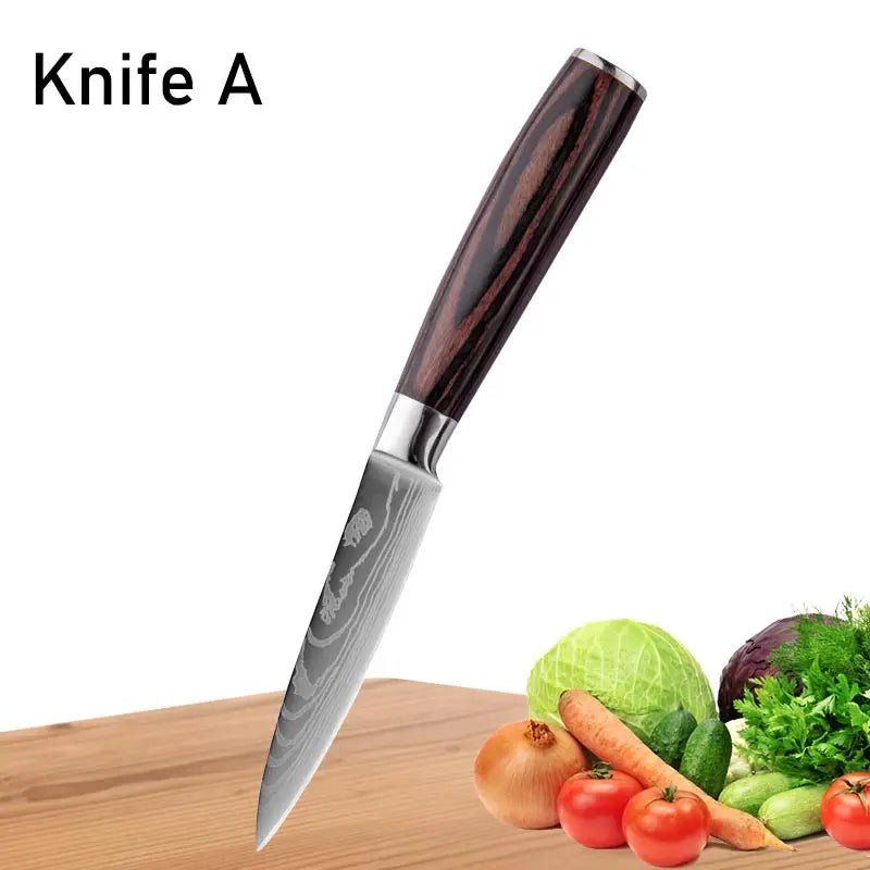 WXCOO Japanese Chef Knife Set – Professional Stainless Steel Kitchen Knives for Meat, Slicing & Precision Cutting - Zippi Megastore