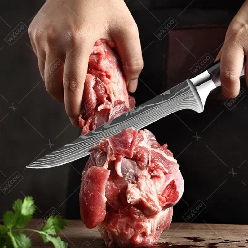 WXCOO Japanese Chef Knife Set – Professional Stainless Steel Kitchen Knives for Meat, Slicing & Precision Cutting - Zippi Megastore