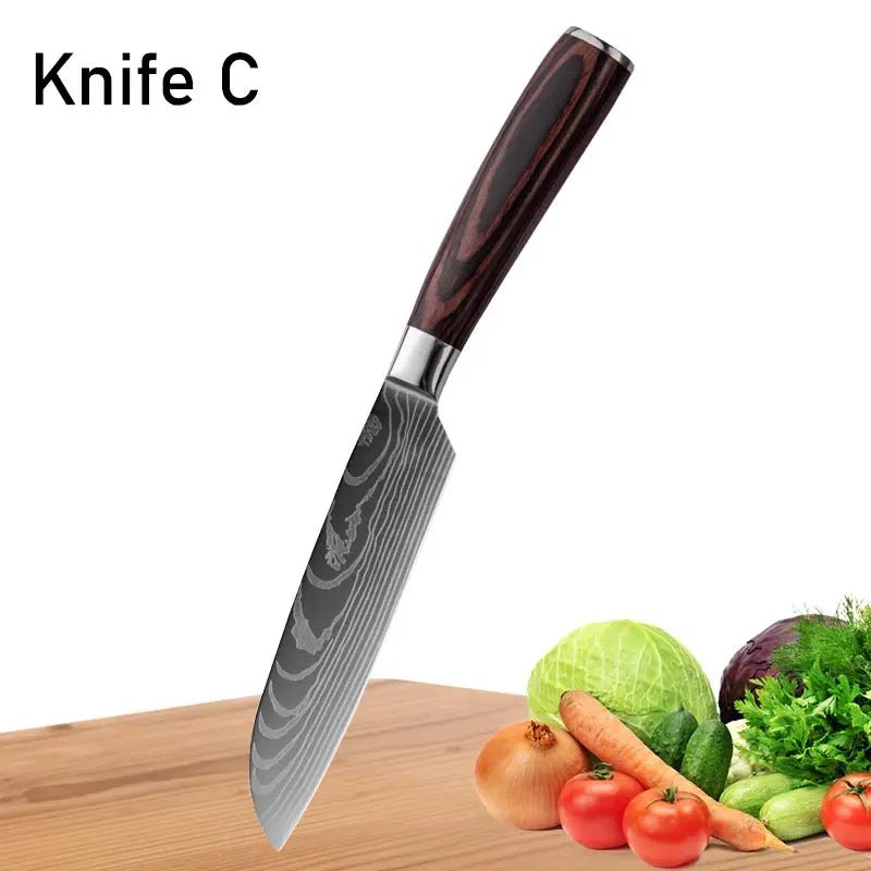 WXCOO Japanese Chef Knife Set – Professional Stainless Steel Kitchen Knives for Meat, Slicing & Precision Cutting - Zippi Megastore
