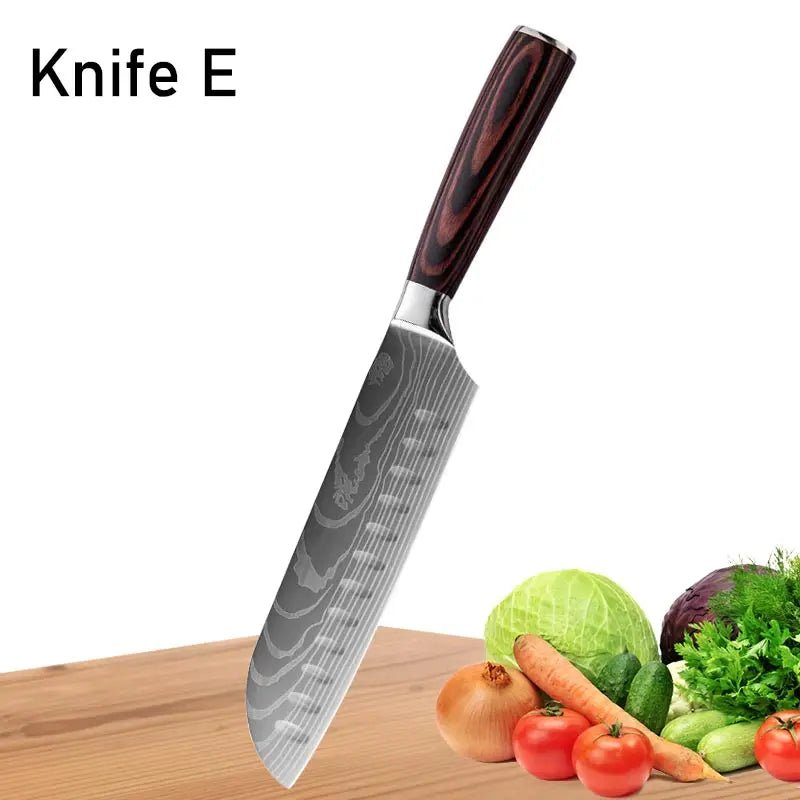 WXCOO Japanese Chef Knife Set – Professional Stainless Steel Kitchen Knives for Meat, Slicing & Precision Cutting - Zippi Megastore