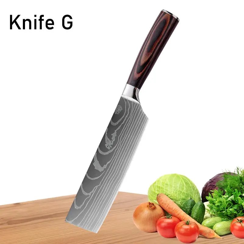 WXCOO Japanese Chef Knife Set – Professional Stainless Steel Kitchen Knives for Meat, Slicing & Precision Cutting - Zippi Megastore