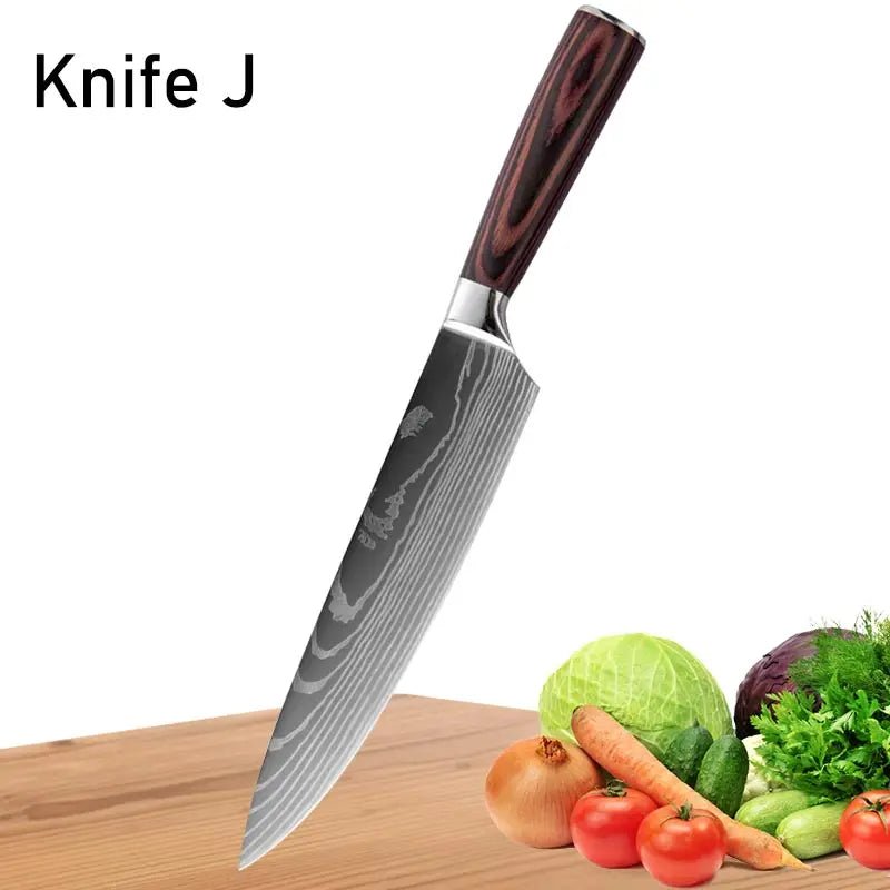 WXCOO Japanese Chef Knife Set – Professional Stainless Steel Kitchen Knives for Meat, Slicing & Precision Cutting - Zippi Megastore